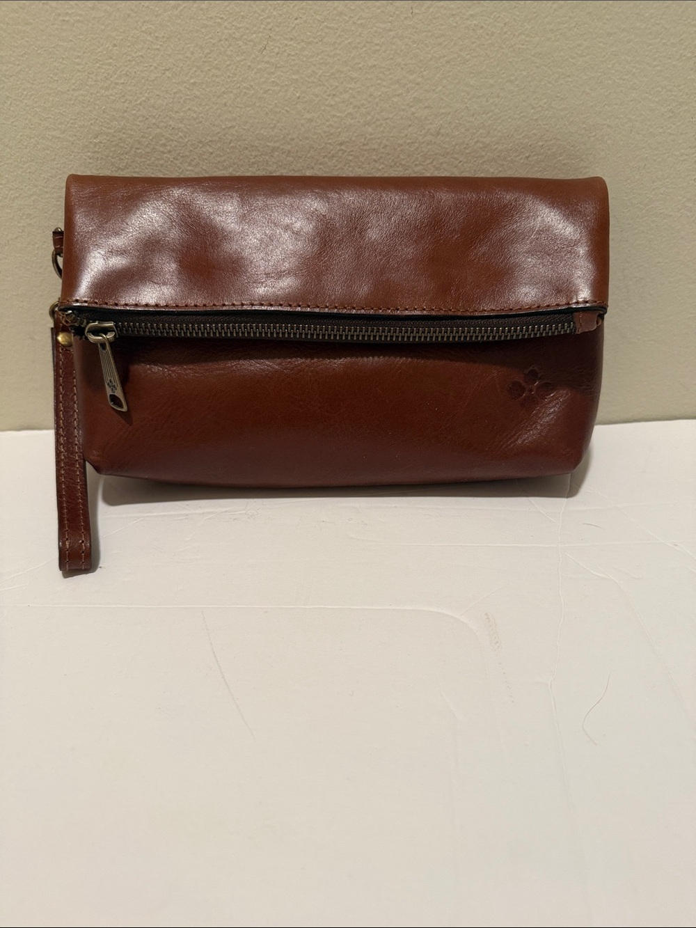 Patricia Nash Brown Leather Fold-Over Wristlet Clutch Pouch - Picture 8 of 8